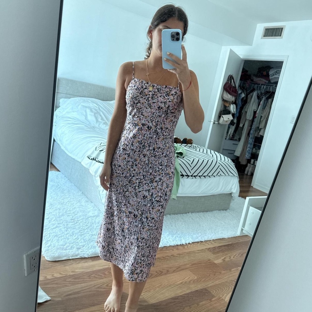 Dynamite Pink Floral Midi Dress